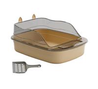 YKMYXZ bac à litière, Bac à litière for Chat Toilette for Chat bac à Sable Anti-éclaboussures for Chat avec Bassin de Sable for Chat Haut côté Grand bac à litière for Chat,(Brown)