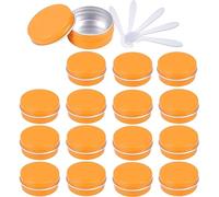 YKMYXZ, Boîtes Rondes vides en Aluminium Bleues de 10ml, avec couvercles à vis, Pots de Stockage, conteneurs de cosmétiques, Pots avec 6 spatules, 48 pièces(Oranje,10ml)