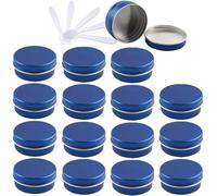 YKMYXZ, Boîtes Rondes vides en Aluminium Bleues de 10ml, avec couvercles à vis, Pots de Stockage, conteneurs de cosmétiques, Pots avec 6 spatules, 48 pièces(Blue,15ml)