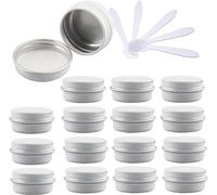 YKMYXZ, Boîtes Rondes vides en Aluminium Bleues de 10ml, avec couvercles à vis, Pots de Stockage, conteneurs de cosmétiques, Pots avec 6 spatules, 48 pièces(Bianco,10ml)