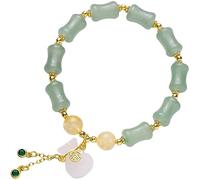 YKMYXZ, Bracelet de jade Bracelet de pierres précieuses vintage Bracelet de sac d’argent Pendentif Fortune Charm Bracelet Bambou Joint Bracelet de perles Bracelet de bonne chance