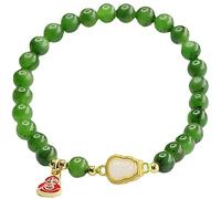 YKMYXZ, Bracelet de jade Talisman Bracelet de jade vert Bracelet de perles extensible Bracelet de pierres précieuses amulette for femmes