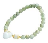 YKMYXZ, Bracelet en jade 6 mm en jadéite, bracelet vintage, décoration de richesse, bonne chance for femme