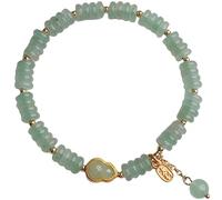 YKMYXZ, Bracelet en jade avec breloque calebasse et pendentif plaqué or avec pierres précieuses naturelles for femme Talisman Fortune Bracelet porte-bonheur