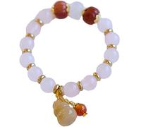 YKMYXZ, Bracelet en jade avec pendentif porte-bonheur for femmes et filles, bracelet chakra Reiki plaqué or, perles d'espacement, cristal délicat, pierre naturelle