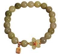 YKMYXZ, Bracelet en Jade Bracelet Vintage Bonne Chance Amulette Bracelet en Perles de Jade Bijoux Talisman