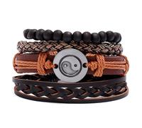 YKMYXZ, Bracelet tressé en cuir de vache Tai Chi Bracelet homme Bagua