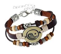 YKMYXZ, Bracelet Vintage en cuir de vache perlé, motif Bagua Taiji, réglable for hommes et femmes avec le même Bracelet