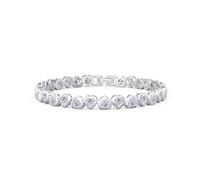 YKMYXZ, Bracelets de tennis en forme de cœur for femme, en argent sterling S925, classique, diamant cultivé en laboratoire, bracelets en or CZ for femme, bijoux de mariée, de mariage(White,7.5 Inch)