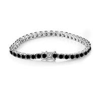 YKMYXZ, Bracelets en or pour femmes Bracelets de tennis en diamant noir Coupe ronde D Couleur VVS1 Clarté Bracelets en argent 925(Silver,8.5 in 4mm)