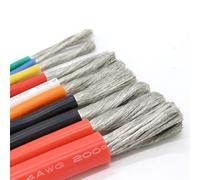 YKMYXZ， Câble isolant en silicone ultra-doux, 1 mètre, 5 mètres, en cuivre et silicone, 30 AWG, 10 AWG, résistant à la chaleur(Red,1Meter 12AWG)
