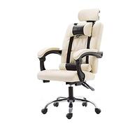 YKMYXZ, Chaise de Bureau Ergonomique Gamichair, Dossier en Cuir Noir(Lightbeige)