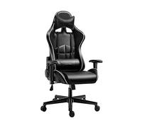 YKMYXZ, Chaise de Bureau Gamichair Racistyle, Dossier Haut réglable en Hauteur, pivotante en Cuir avec Appui-tête et Soutien Lombaire for Bureau, Maison, étude/Rouge(Black)