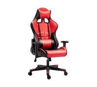 YKMYXZ, Chaise de Bureau Gamichair Racistyle, Dossier Haut réglable en Hauteur, pivotante en Cuir avec Appui-tête et Soutien Lombaire for Bureau, Maison, étude/Rouge(Red)