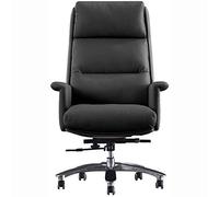 YKMYXZ, Chaises de Bureau ergonomiques en Cuir, pivotantes et Simples, Pieds en Alliage d'aluminium, accoudoirs Fixes/Gris(Black)