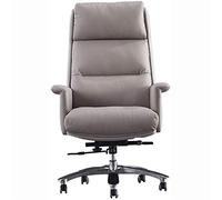 YKMYXZ, Chaises de Bureau ergonomiques en Cuir, pivotantes et Simples, Pieds en Alliage d'aluminium, accoudoirs Fixes/Gris(Grey)