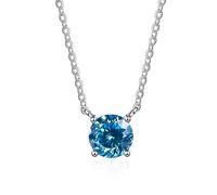 YKMYXZ, Collier avec pendentif Moissanite 1 ct for femme couleur D VVS1 collier diamant rouge/bleu/rose collier en argent sterling 925 for femme avec certificat(Blue)
