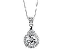 YKMYXZ, Collier avec pendentif Moissanite 1ct rond coupe D couleur VVS1 collier de diamant for femme collier en argent sterling 925 for femme avec certificat(White)
