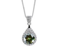 YKMYXZ, Collier avec pendentif Moissanite 1ct rond coupe D couleur VVS1 collier de diamant for femme collier en argent sterling 925 for femme avec certificat(Green)