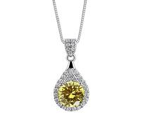 YKMYXZ, Collier avec pendentif Moissanite 1ct rond coupe D couleur VVS1 collier de diamant for femme collier en argent sterling 925 for femme avec certificat(Yellow)