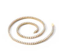 YKMYXZ, Collier de tennis blanc/or 4 mm for femme et homme - Plaqué or blanc 18 carats avec faux diamant CZ for femme, coupe ronde, chaîne de collier de tennis Gemsme(Gold,18 Inch)