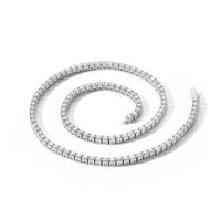 YKMYXZ, Collier de tennis blanc/or 4 mm for femme et homme - Plaqué or blanc 18 carats avec faux diamant CZ for femme, coupe ronde, chaîne de collier de tennis Gemsme(White,18 Inch)