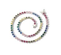 YKMYXZ, Collier de tennis coloré 4 x 4 mm for femme plaqué or 18 carats avec diamants de laboratoire en forme de cœur, chaîne CZ for femme, bijoux de fête, de bal