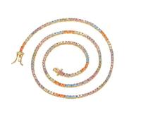 YKMYXZ, Collier de tennis coloré de 2 mm for femmes, plaqué or 18 carats, coupe ronde, diamant de laboratoire, chaîne CZ, colliers for femmes, bijoux de fête de bal