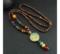 YKMYXZ, Collier en Perles de Bois Thangka de Style rétro Exotique for Homme et Femme, Accessoire de Style Chinois, Style Népal(Cup a)
