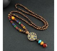 YKMYXZ, Collier en Perles de Bois Thangka de Style rétro Exotique for Homme et Femme, Accessoire de Style Chinois, Style Népal(B)