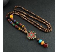 YKMYXZ, Collier en Perles de Bois Thangka de Style rétro Exotique for Homme et Femme, Accessoire de Style Chinois, Style Népal(C)