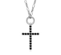 YKMYXZ, Collier Moissanite croix noire for hommes, couleur D VVS1, collier en diamant, pendentif Hip Hop avec certificat