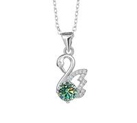 YKMYXZ, Collier Moissanite for Femme 1 Carat Coupe Ronde Couleur D VVS1 Pendentif Diamant for Femme Collier en Argent Sterling 925 for Femme avec Certificat(Blue Green)