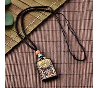 YKMYXZ, Collier Pendentif éléphant en ébène, Statue de Bouddha Thangka, Style Vintage et Ancien du Népal, Style Exotique, for Hommes et Femmes, chaîne de Pull