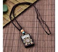 YKMYXZ, Collier Pendentif éléphant en ébène, Statue de Bouddha Thangka, Style Vintage et Ancien du Népal, Style Exotique, for Hommes et Femmes, chaîne de Pull