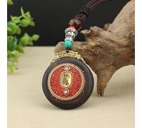 YKMYXZ, Collier Pendentif en ébène Thangka Fait Main au Népal, Zhaocai, Bijou Bouddhiste(B)