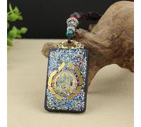 YKMYXZ, Collier Pendentif en ébène Thangka Fait Main au Népal, Zhaocai, Bijou Bouddhiste(E)