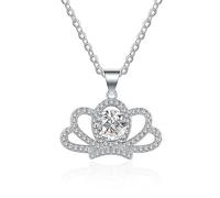 YKMYXZ, Colliers couronne Moissanite for femmes, colliers en diamant jaune/bleu/rose 1CT D couleur VVS1, bijoux en argent sterling 925 cadeaux for femmes avec certificat(Clear)
