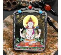 YKMYXZ, Colliers pendentifs tibétains Peints à la Main, amulette Bouddhiste du Népal, Collier Maitreya de Style Chinois, Marque Bouddha(15)