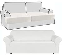 YKMYXZ， Ensemble de Housses de canapé en Velours 3 pièces avec Housse Extensible for canapé 2 Places et Coussin en T séparé, Couleur Grise(Ivory)