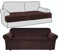 YKMYXZ, Ensemble de Housses de canapé en Velours 3 pièces avec Housse Extensible for canapé 2 Places et Coussin en T séparé, Couleur Grise(Brown)