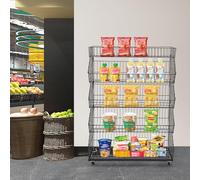 YKMYXZ, Étagère de présentation à 5 Niveaux avec roulettes, présentoir de marché, Rangement et Organisation de Bonbons/Bonbons/collations(Black)