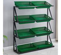 YKMYXZ, Étagère de Rangement à 4 Niveaux for Fruits et légumes, présentoir de Vente au détail, présentoir de Snacks for dépanneurs(Green,Double)