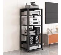 YKMYXZ， Étagères réglables, Support multimédia AV, Console d'angle for Composants DVD stéréo, Tour de Rangement for équipements électroniques (4 Niveaux)(131cm(51 5/8) 5 Tier)