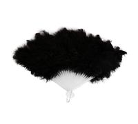 YKMYXZ, Éventail de Danse en Plumes Pliant, éventail à Main de Danse for Fille Douce, Cadeau Artisanal d'art, décoration de fête de Mariage Halloween(Black)