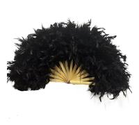 YKMYXZ, Éventails de Plumes pliants 70x40cm, Grand éventail de Plumes moelleuses, for Spectacle sur scène, Danse, Accessoires de Photographie(Black)