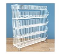 YKMYXZ, Grands paniers de Rangement en Fil métallique à 2, 3, 4 ou 5 Niveaux, étagères de supermarché Mobiles, présentoirs de Vente au détail(White,47.24x17.72x55.12in)