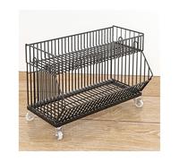 YKMYXZ, Grands paniers de Rangement en Fil métallique à 2, 3, 4 ou 5 Niveaux, étagères de supermarché Mobiles, présentoirs de Vente au détail(Black,18.11x17.72x19.69in)
