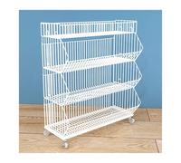 YKMYXZ, Grands paniers de Rangement en Fil métallique à 2, 3, 4 ou 5 Niveaux, étagères de supermarché Mobiles, présentoirs de Vente au détail(White,23.62x17.72x43.31in)