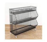 YKMYXZ, Grands paniers de Rangement en Fil métallique à 2, 3, 4 ou 5 Niveaux, étagères de supermarché Mobiles, présentoirs de Vente au détail(Black,18.11x17.72x31.50in)